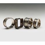 Four silver napkin rings 2.5oz