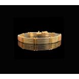 A Mexican 14ct three colour gold six-bar gate link bracelet 23.3gm Length 20cm
