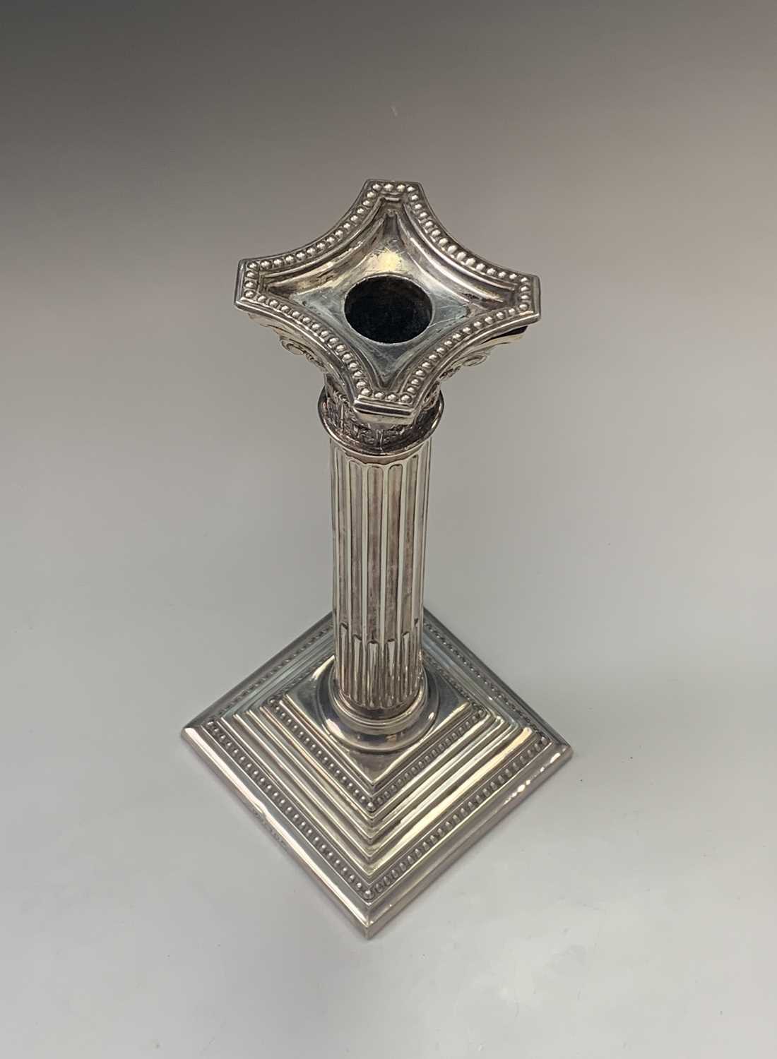 A pair of filled silver classical column candlesticks London 1974 Ht 25.5cmCondition report: Good - Image 3 of 7