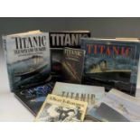 Titanic Sinking Interest 1912 - A box containing 8 hardback and softback books/booklets including '
