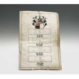 Illuminated Family Tree, four page booklet, Armorial genealogy of the Leerse family, The Hague,