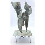 William BLACK (20th Century British)'Guardians'Oxidised copper sculpture with painted