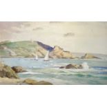 Frank SHERWIN (1896-1985)The Harbour Entrance, Bude, CornwallWatercolour Signed Inscribed to verso