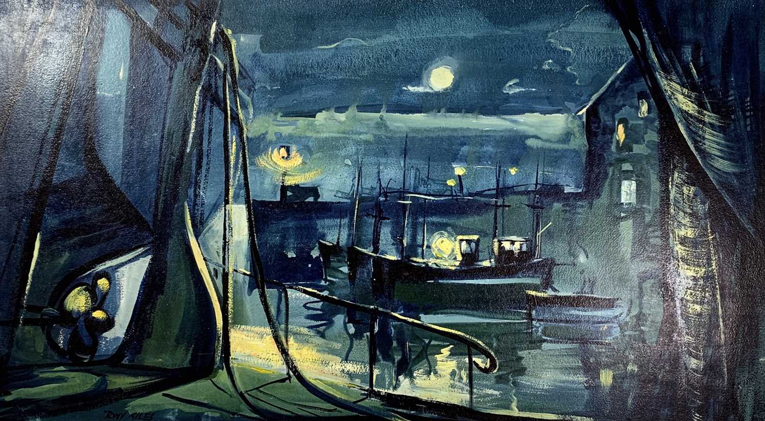 Tony GILES (1925-1994) Dark HarbourAcrylic on board Signed 56 x 100cm - Image 3 of 4