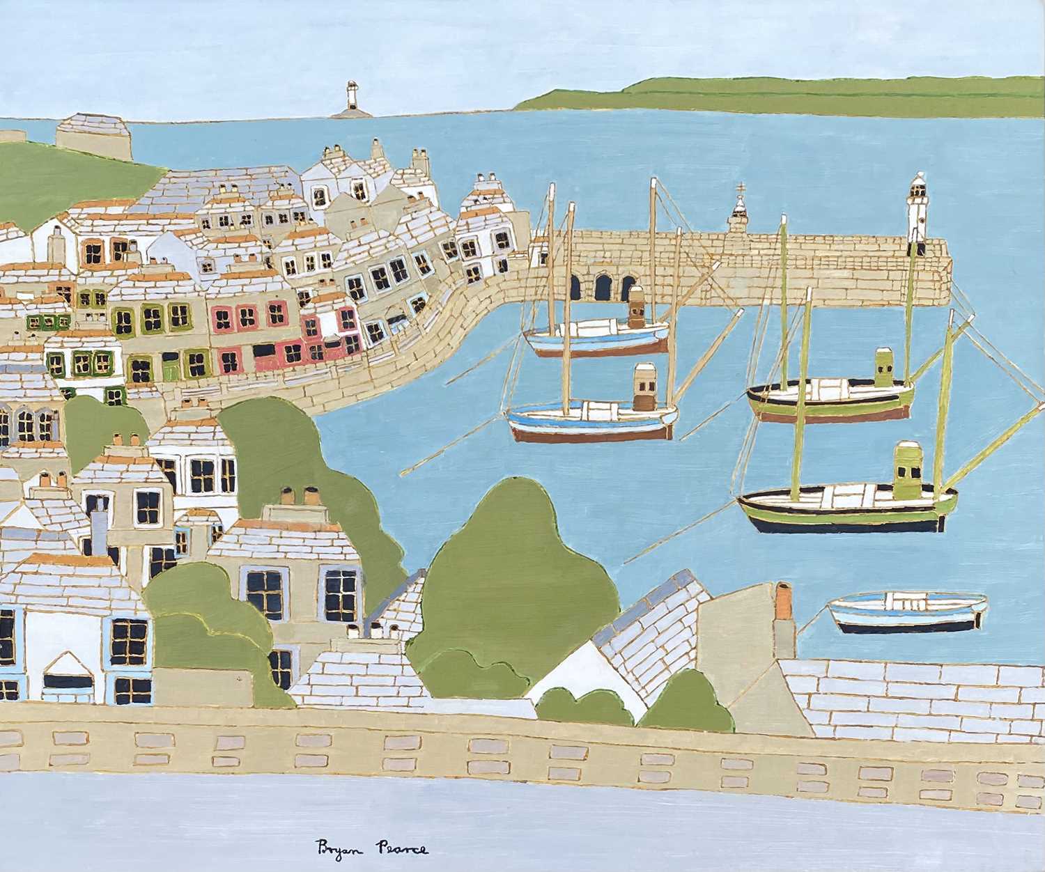 Bryan PEARCE (1929-2006)St Ives from Barnoon Terrace Oil on board SignedTitled and dated 1980 to