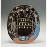 Pablo PICASSO (1881-1973)Hibou Mat (Ramié 284)White earthenware ceramic plate, partially engraved,