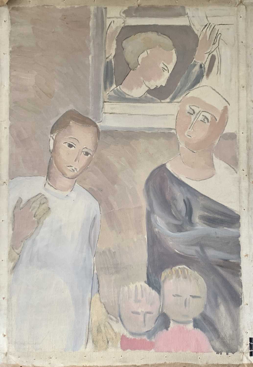 Joan Manning SANDERS (1912-2002) The Familly Oil on canvas (rolled and unstretched) 76x50cm