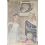 Joan Manning SANDERS (1912-2002) The Familly Oil on canvas (rolled and unstretched) 76x50cm