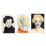 Benjamin CARRIVICK (b.1980)Three portrait studies, female headsOil on paperEach SignedEach 29 x