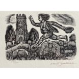 David GENTLEMAN (1930)Skipping O'er the Graves Woodcut Signed and numbered 337/500Image size 5.5 x