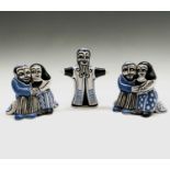 Bernard MOSS of Mevagissey Three pottery figures 8.5cm maximumCondition report: Uk postage £17.Would