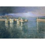 Ken SYMONDS (1927-2010)Distant Squall, Newlyn Harbour Pastel 54 x 74cm