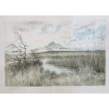 Jeremy KING (1933)Marazion Marshes with St Michael's Mount Lithograph Signed and numbered 220/