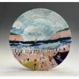 Simeon STAFFORD (1956)Beach DayPainted ceramic dishSigned Diameter 31.5cmCondition report: These