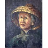 Dan WANG? Portrait Oil on canvas Signed 50x40cm