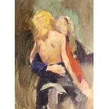 Robert Oscar LENKIEWICZ (1941-2002)Patti with Painter Oil on board Signed to verso and inscribed