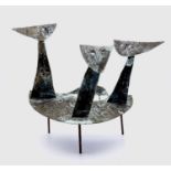 William BLACK (20th Century British)'Figures in a Landscape'Oxidised copper sculpture Signed,