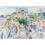Fred YATES (1922-2008) Promenade Falmouth Watercolour Signed, inscribed and dated '89 54 x 74cm