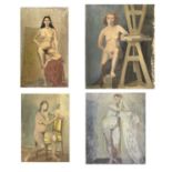 Maurice Edgar CONNELL(1921-2020) Four life studies on canvas Maurice Edgar Connell 1921-2020 Born in