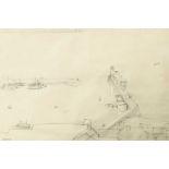 Ken SYMONDS (1927-2010) Newlyn Harbour Pencil heightened with a little white Signed and dated 71