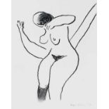 Roger HILTON (1911-1975)Dancing Nude Charcoal on paper Signed and dated '7225 x 20cmCondition