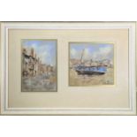 Margaret MERRY Loe Tide St Ives 19x20cm And a second Cornish pastel Each signed and framed together