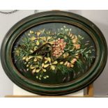 Victoria HILLIARD Flowers Painted relief plaster panel Signed 44 x 59cm oval