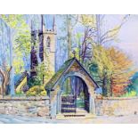 Rosemary ZIAR (1919-2003) Gulval Church Watercolour Signed 46cm x 60cm