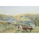 Charles COLLINS (c.1818-1899)In Sunny Cornwall, The Fal Estuary Watercolour Signed Inscribed label