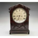 A William IV mahogany bracket clock, the dial signed Saunders, Dorchester, with twin fusee movement,