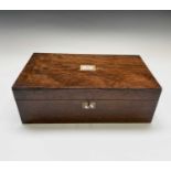 A Victorian walnut writing box, with gilt embossed leather slope, width 45cm.