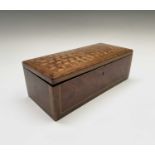 A French kingwood and crossbanded glove box, mid 19th century, with slightly domed parquetry