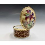 A Royal Worcester fruit painted trinket box and hinged cover, by D Fuller, late 20th century,