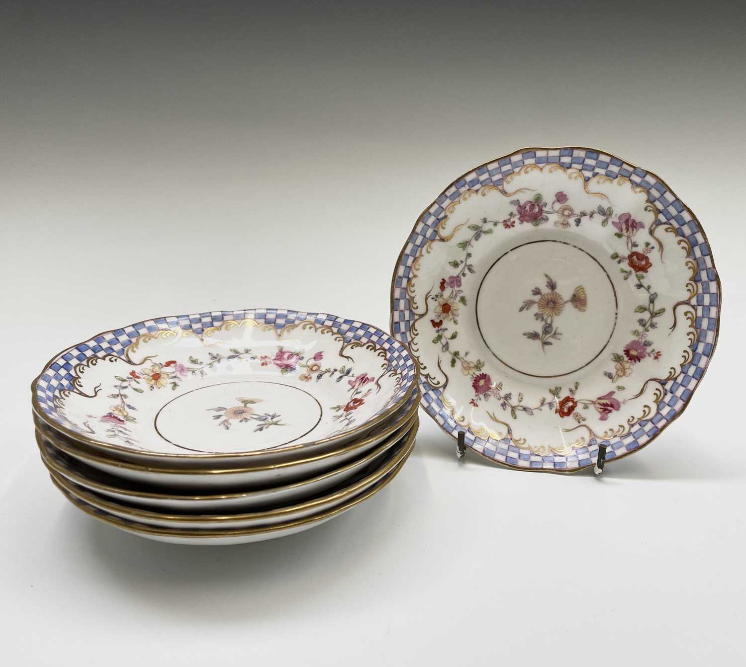 A Victorian tea service with floral decoration, comprising teapot, sucrier, milk jug, five - Image 9 of 21