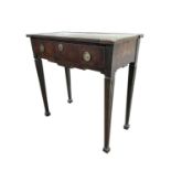 A mahogany side table, mid 18th century, with a single drawer on fluted tapering legs, height
