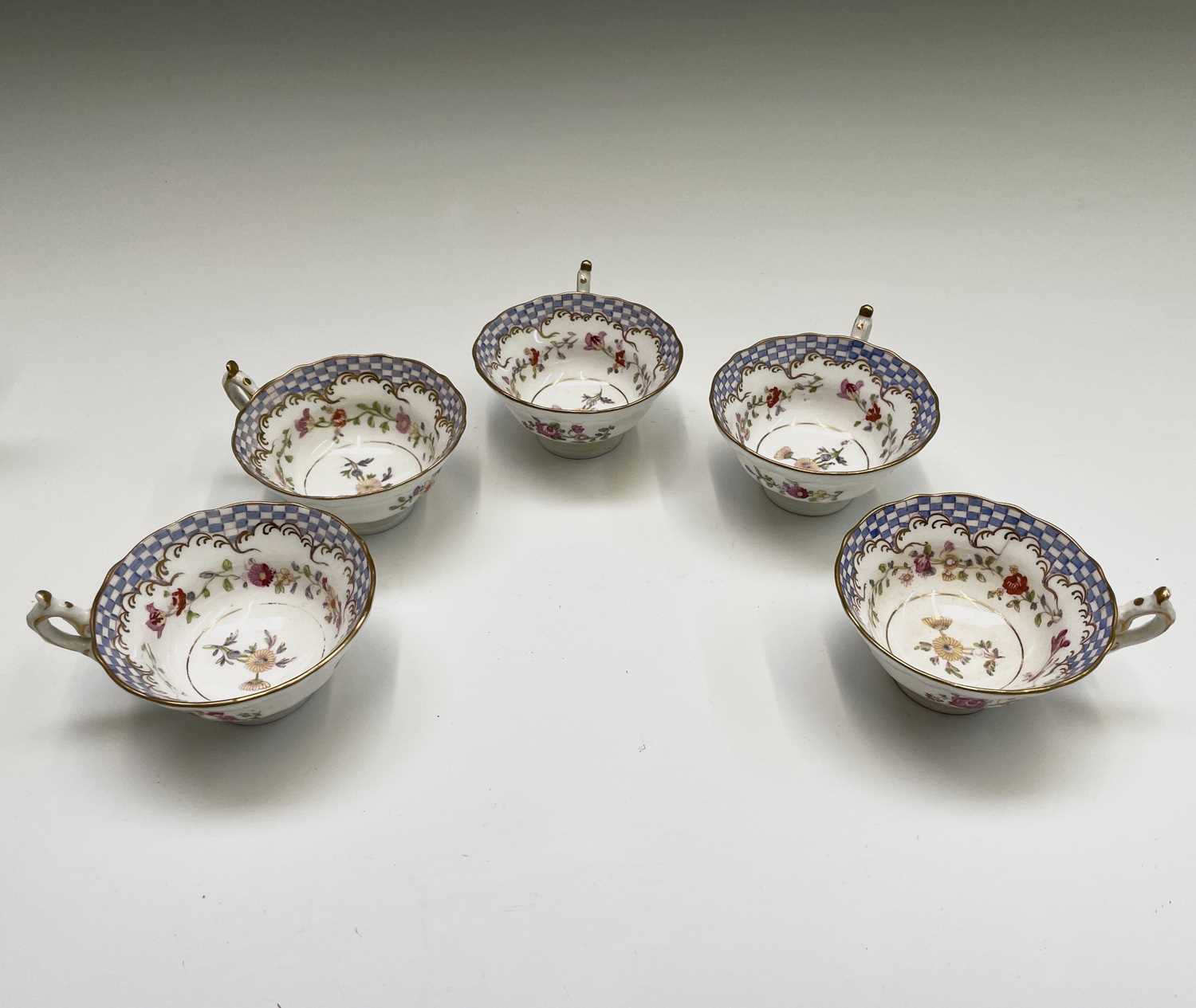 A Victorian tea service with floral decoration, comprising teapot, sucrier, milk jug, five - Image 10 of 21