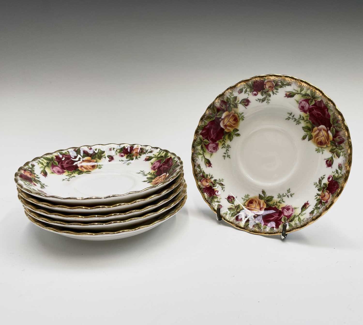 A Royal Albert 'Old Country Roses' tea set comprising teapot, milk jug, six cups, six saucers, and - Image 12 of 13