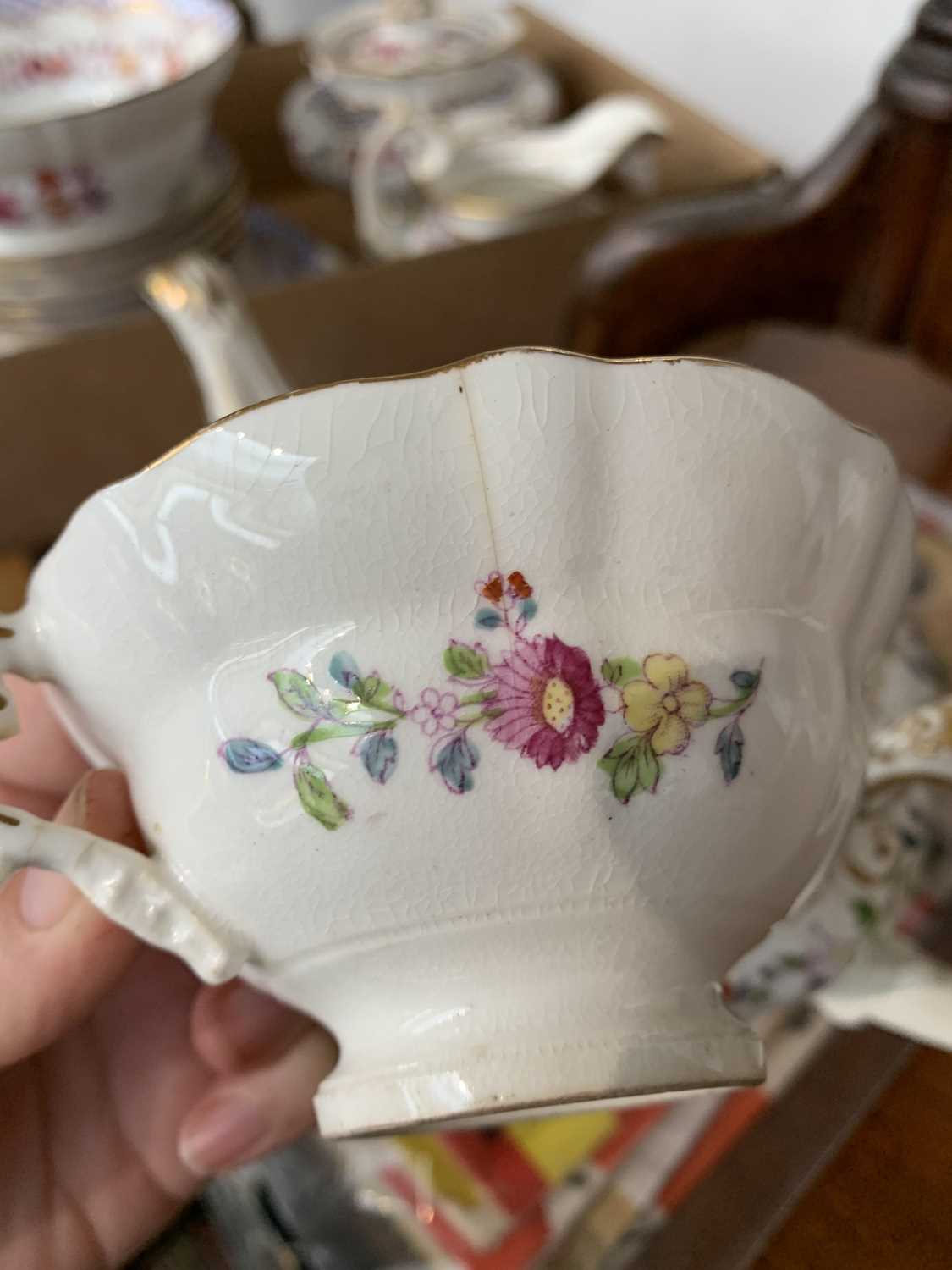 A Victorian tea service with floral decoration, comprising teapot, sucrier, milk jug, five - Image 16 of 21