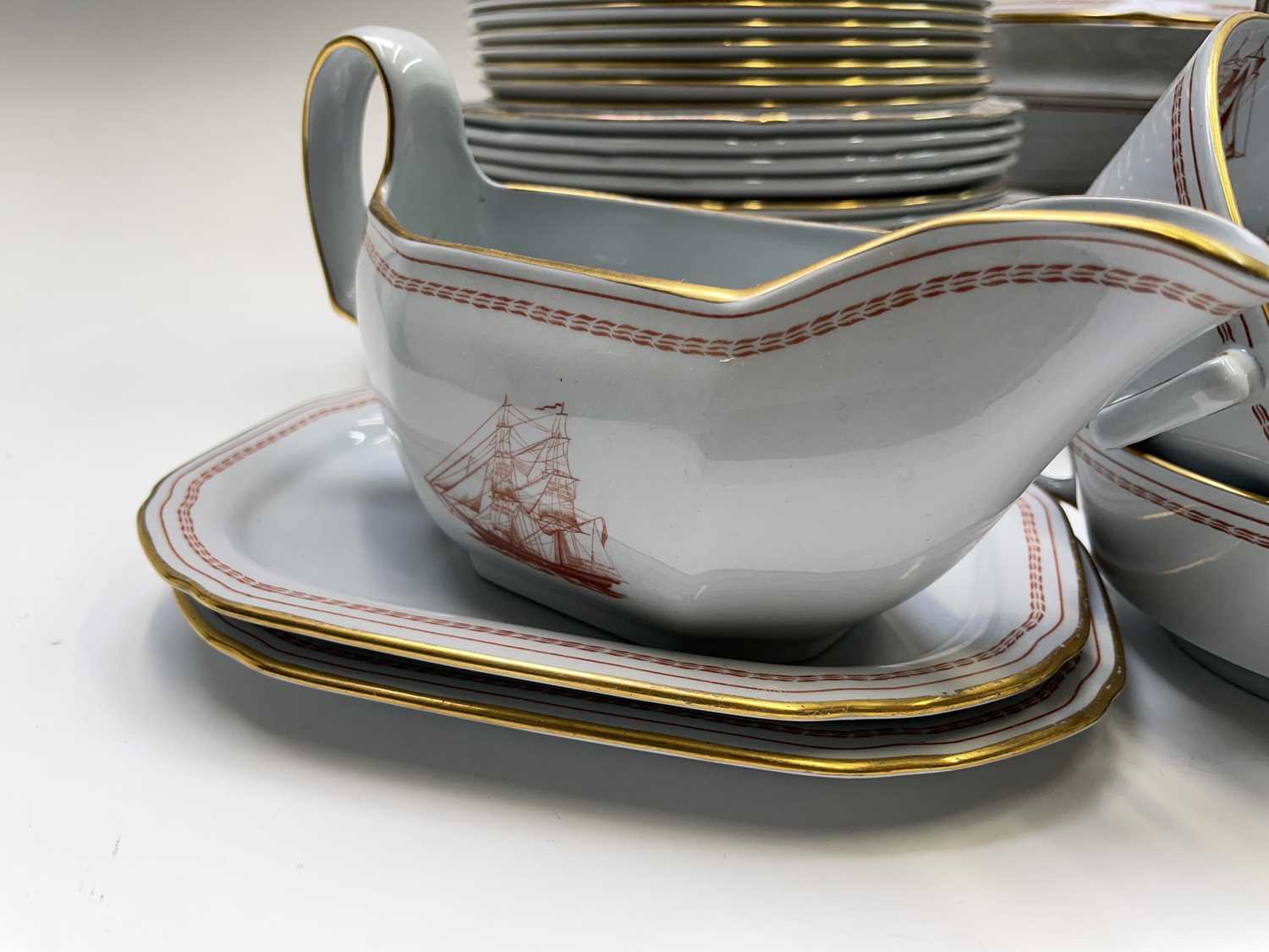 A Spode 'Trade Winds' pattern dinner service, comprising of a meat platter, tureen and cover, - Image 5 of 6