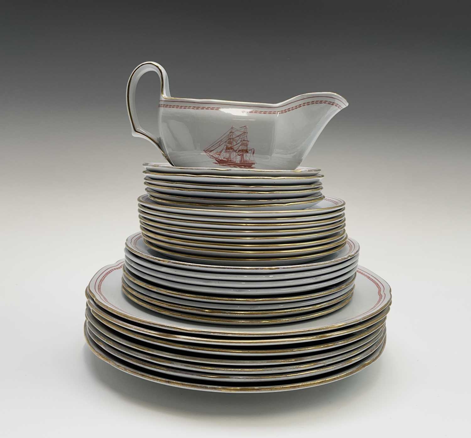 A Spode 'Trade Winds' pattern dinner service, comprising of a meat platter, tureen and cover, - Image 3 of 6