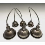 A set of three silver plated hanging light domes, 20th century, diameter 14cm.