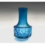 Geoffery Baxter for Whitefriars, a Kingfisher blue textured glass vase, circa 1970, height 18cm.
