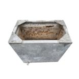 A galvanised water tank garden planter of rectangular form. Height 60cm, width 59cm , depth 40cm (