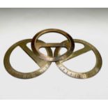 Three surveyors brass protracters, each stamped for Hill Harding Ltd, London, diameter 20.5cm (3).