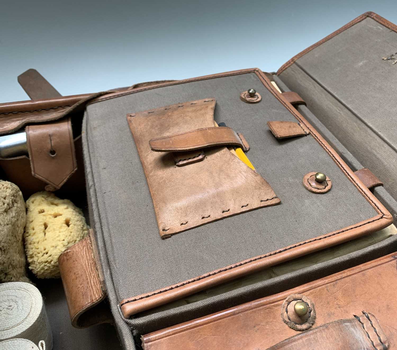 A World War II leather Swedish army veterinary case, with contents, many unopened, mainly dated - Image 3 of 4