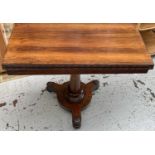 A rosewood card table, early 19th century, height 74cm, width 92cm, depth 46cm.