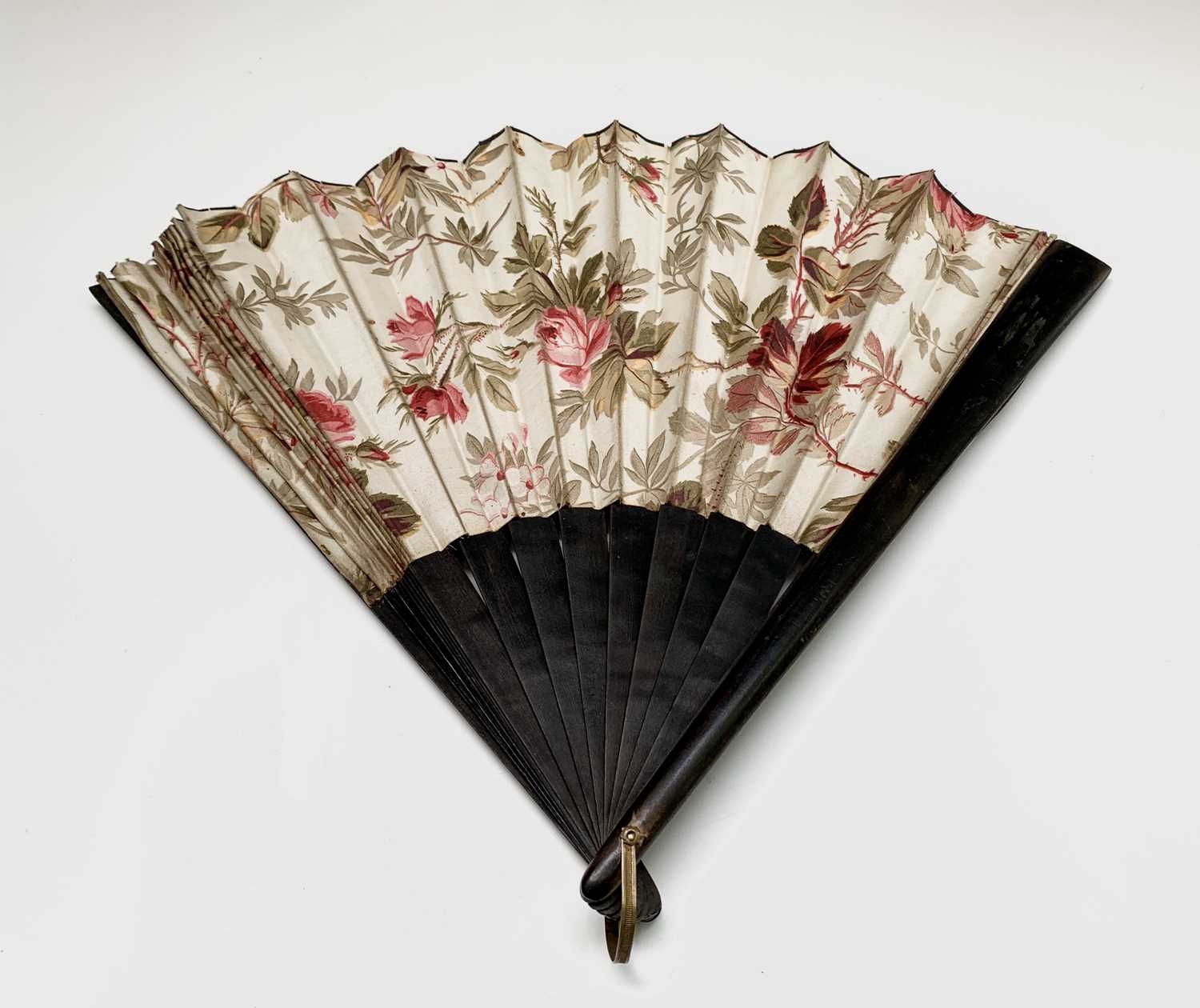 A Victorian bone fan, with floral painted silk decoration, height 30cm and other various fans. - Image 5 of 7