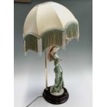 A Guiseppe Armani Florence figural table lamp, 'After Noon', modelled as a lady holding a parasol,