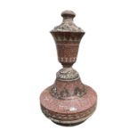 Architectural Salvage - A 19th century carved red marble urn shape finial. Height 97cm.