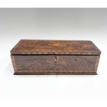 A Victorian rosewood glove box, the top inlaid with musical trophies and with chequer strung and